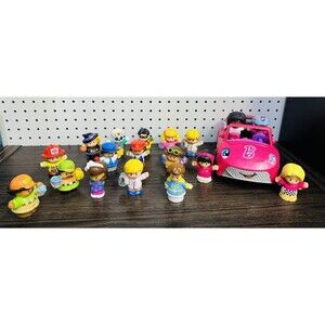 FISHER PRICE LITTLE PEOPLE LOT (19) BARBIE & OTHERS, PLUS ONE CAR